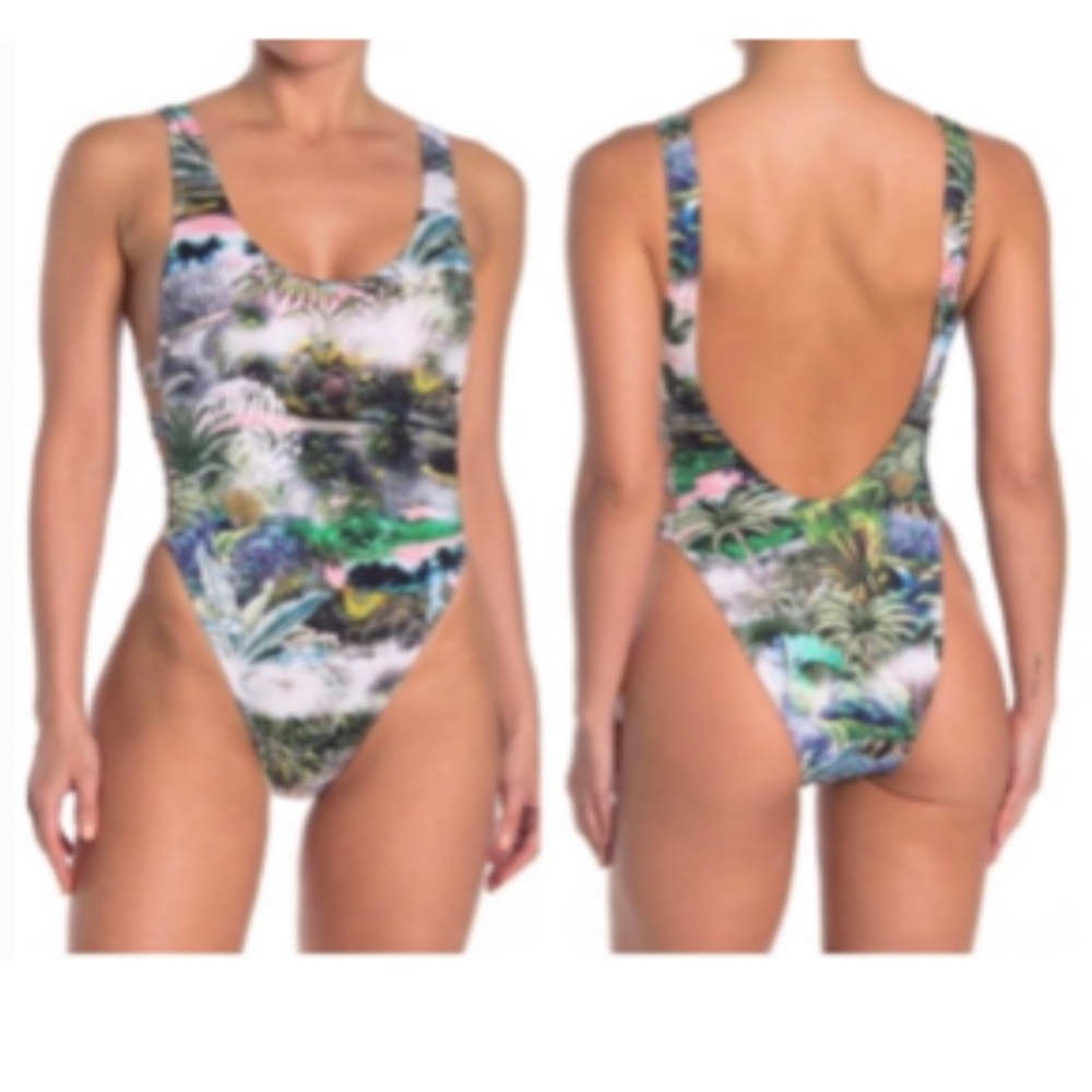 Bikini lab tropical high leg one piece swimsuit